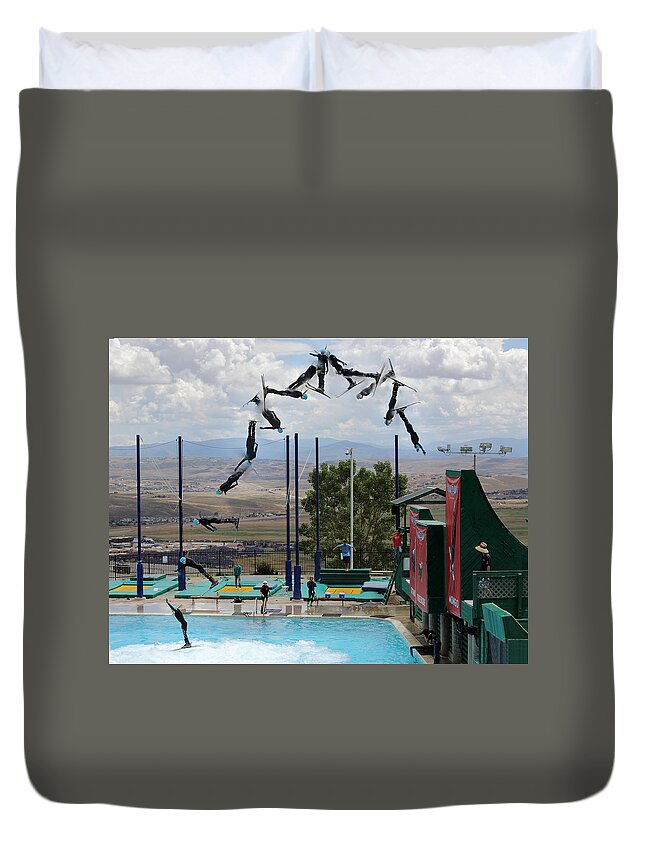 Aerial Duvet Cover featuring the photograph Jump by David Andersen