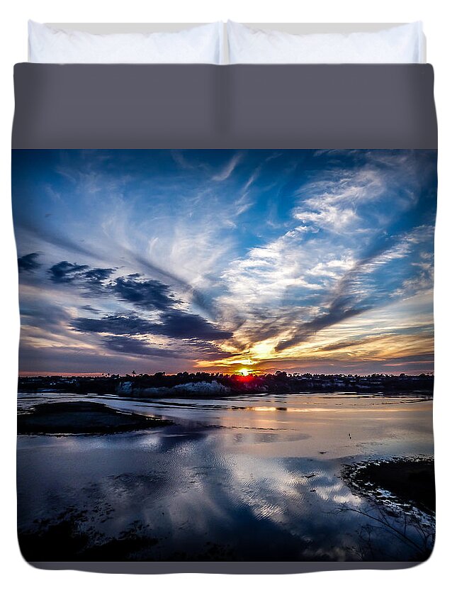 Newport Beach Duvet Cover featuring the photograph June Glow by Pamela Newcomb