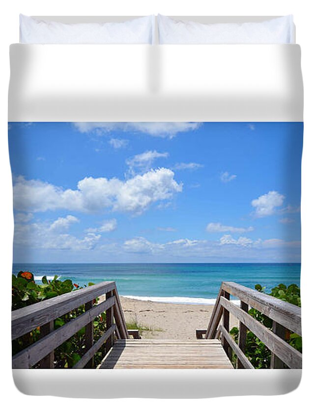 Beach Duvet Cover featuring the photograph Juno Beach Florida Seascape Collage 4 by Ricardos Creations