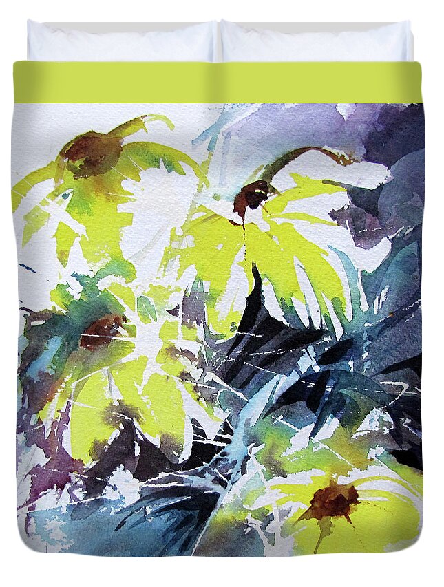 Watercolor Duvet Cover featuring the painting Just A Splash of Yellow by Rae Andrews