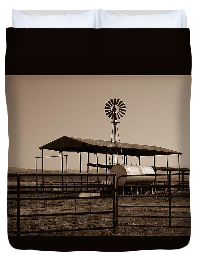 Windmill Duvet Cover featuring the photograph Just Add Animals by Susan Eileen Evans