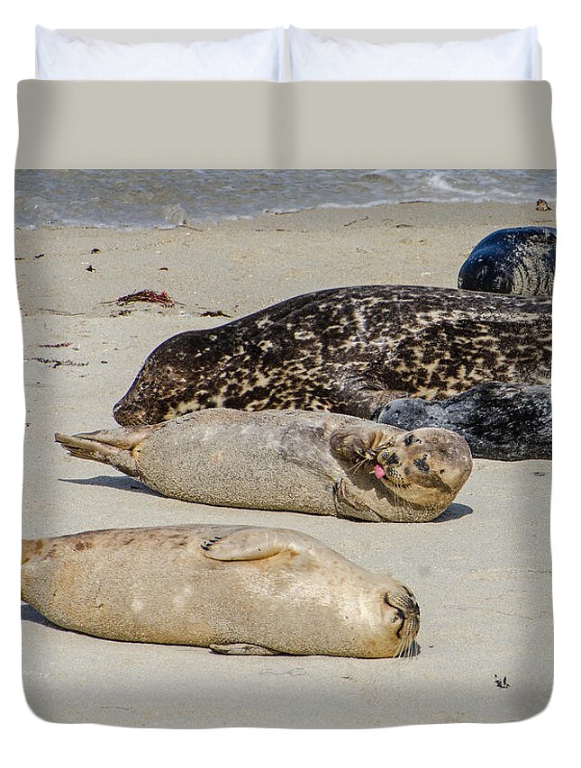 Just Another Day At The Beach Duvet Cover featuring the photograph Just Another Day at the Beach by Susan McMenamin