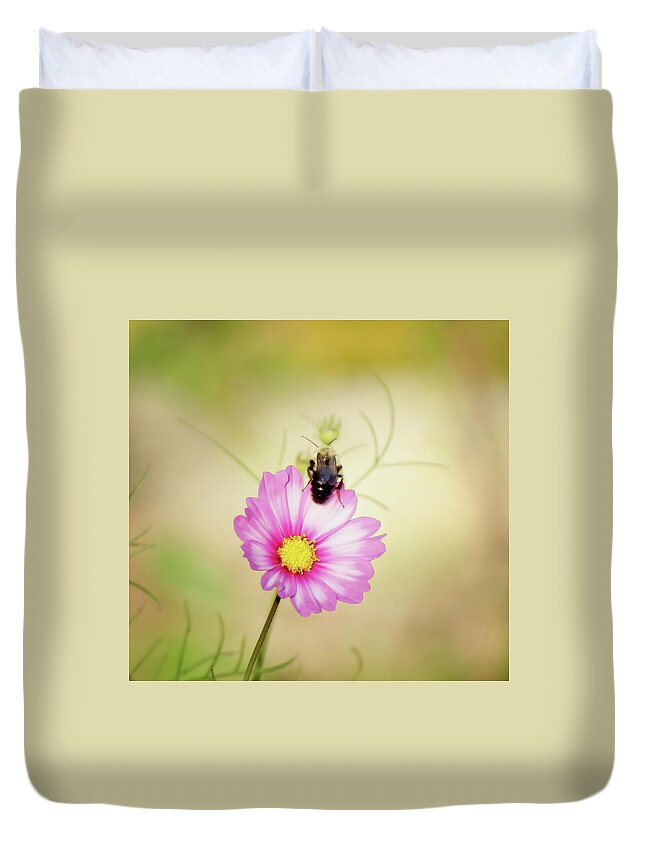 Bee Duvet Cover featuring the photograph Just Bee Cosmos by MTBobbins Photography