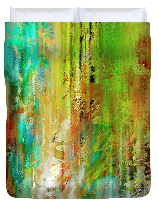 Abstract Art Duvet Cover featuring the digital art Just Being - Abstract Art - Diptych 1 Of 2 by Jaison Cianelli