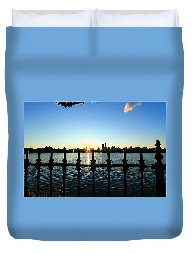 Sunset Duvet Cover featuring the photograph Cloud Blimp by Catie Canetti