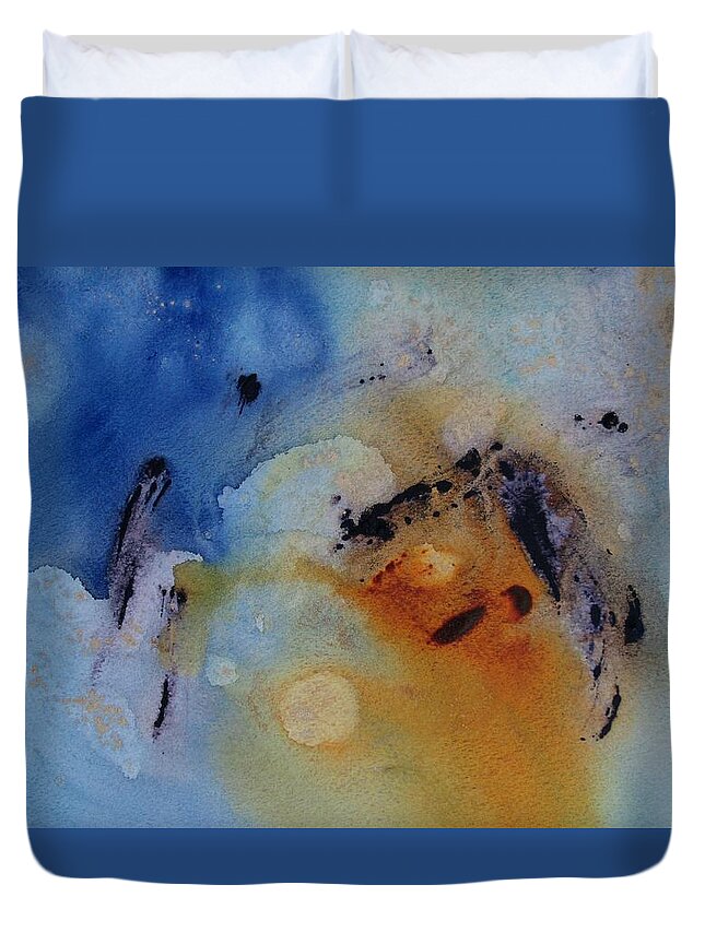 Abstract Duvet Cover featuring the painting Just Go with the Flow by Louise Adams