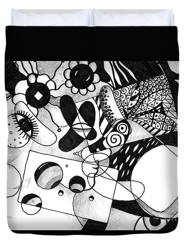 Halloween Duvet Cover featuring the drawing Just In Time by Helena Tiainen