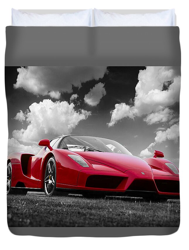 Enzo Ferrari Duvet Cover featuring the photograph Just Red 1 2002 Enzo Ferrari by Scott Campbell