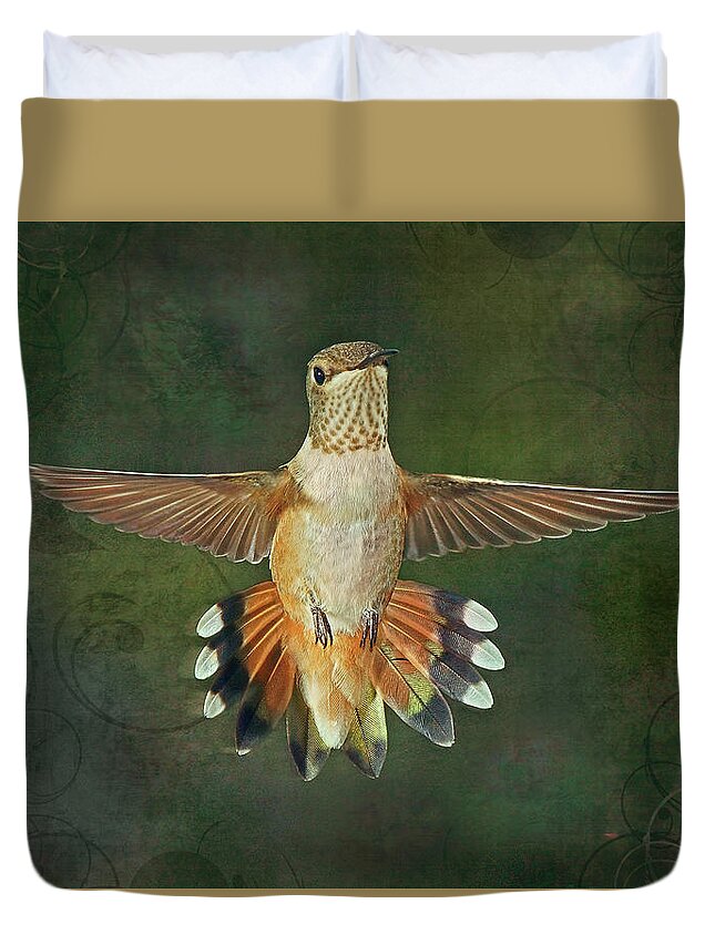 Male Rufus Hummingbird Duvet Cover featuring the photograph Just this Instant by Theo O'Connor