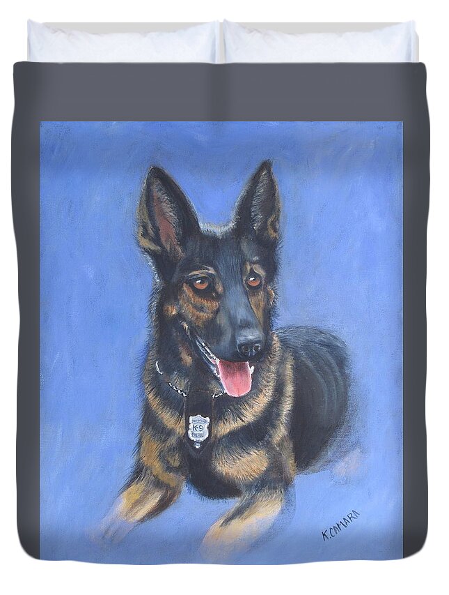 Pets Duvet Cover featuring the painting K-9 Moses by Kathie Camara