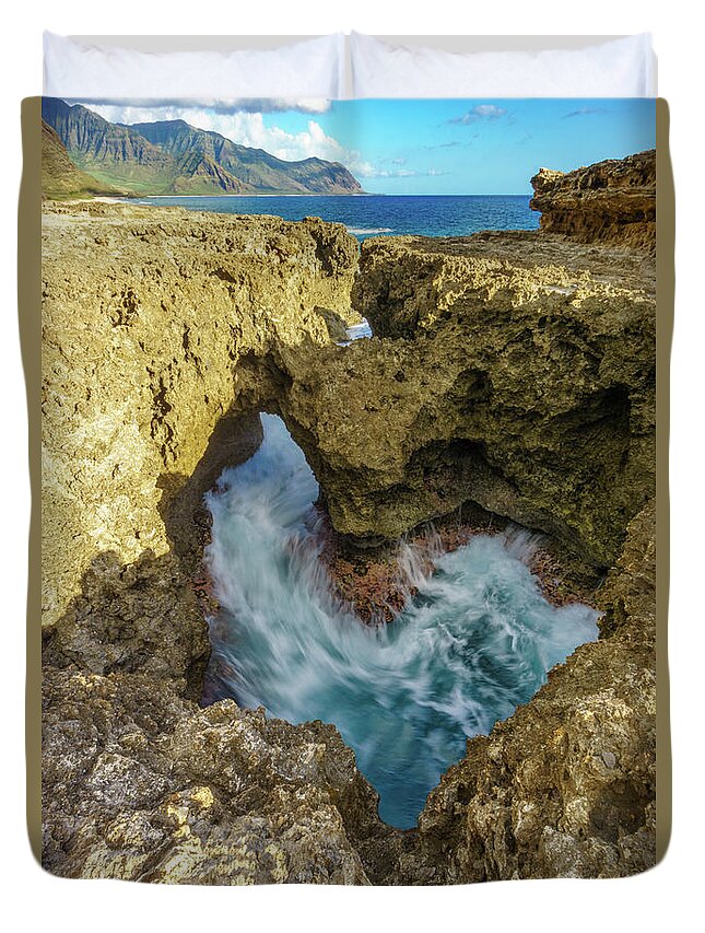 Hawaii Duvet Cover featuring the photograph Kaena Point Trail by Hans- Juergen Leschmann