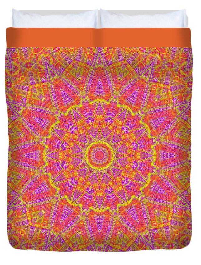Surface Pattern Duvet Cover featuring the digital art Kaleidoscopic Volpiana 1 by Caito Junqueira