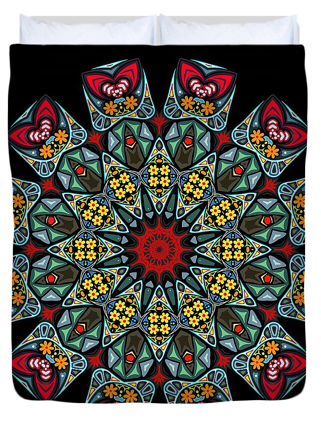Mandala Duvet Cover featuring the digital art Kali Katp - 10 by Aimelle Ml
