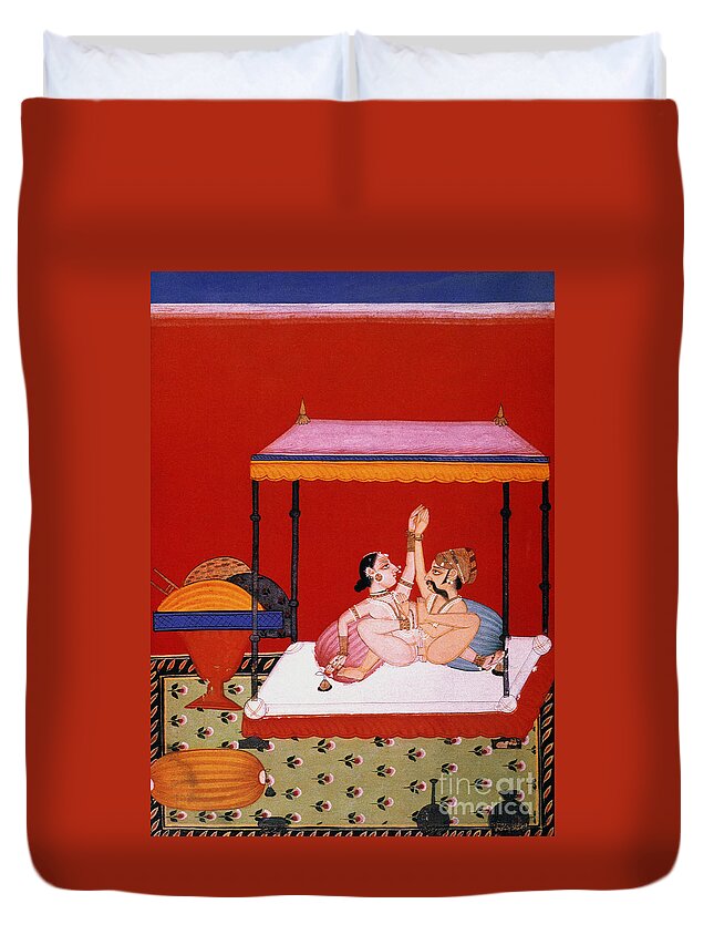 Asian Duvet Cover featuring the painting Kama Sutra by Vatsyayana