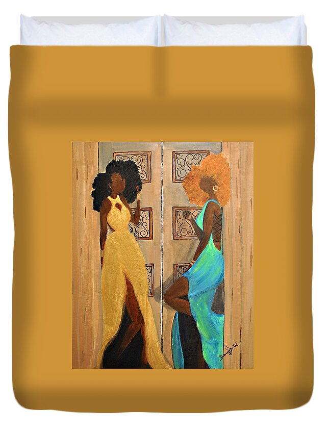 Black Women Duvet Cover featuring the photograph Kamera Ready by Diamin Nicole