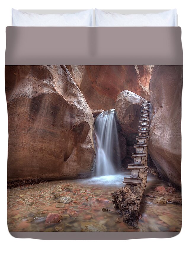 Kanarraville Duvet Cover featuring the photograph Kanarra Creek Falls by Paul Schultz