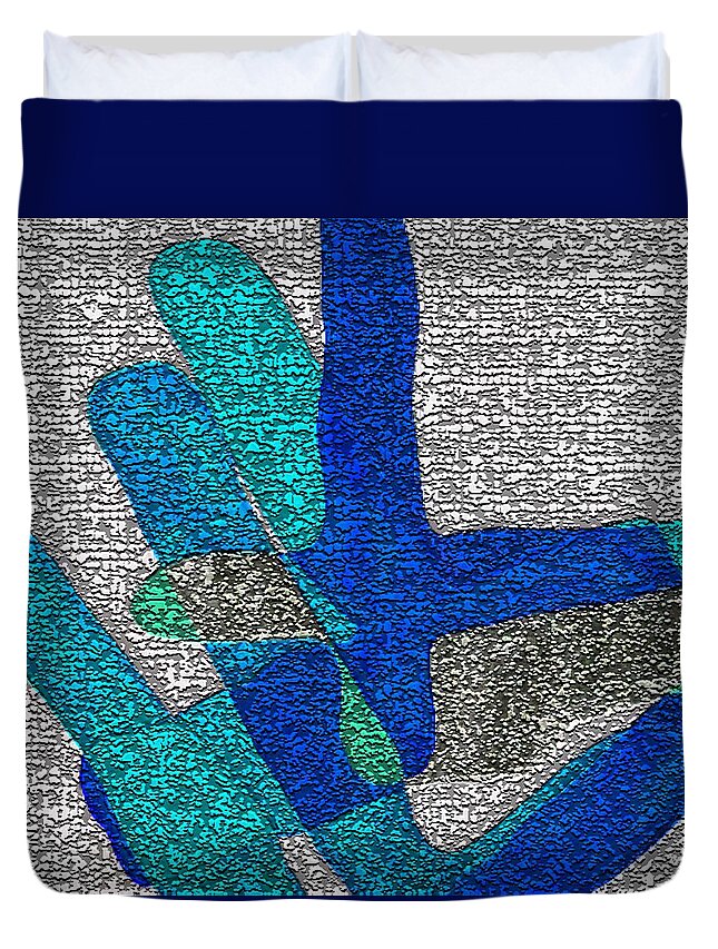 Abstract Duvet Cover featuring the digital art Karlheinz Stockhausen Tribute Falling Shapes Digital One by Dick Sauer