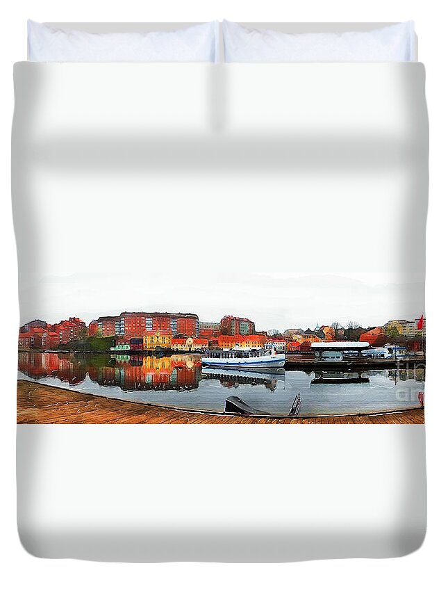 Karlskrona Duvet Cover featuring the painting Karlskrona 9 watercolor painting by Justyna Jaszke JBJart