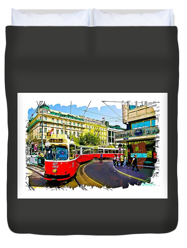 Vienna Duvet Cover featuring the photograph Kartner Strasse - Vienna by Tom Cameron