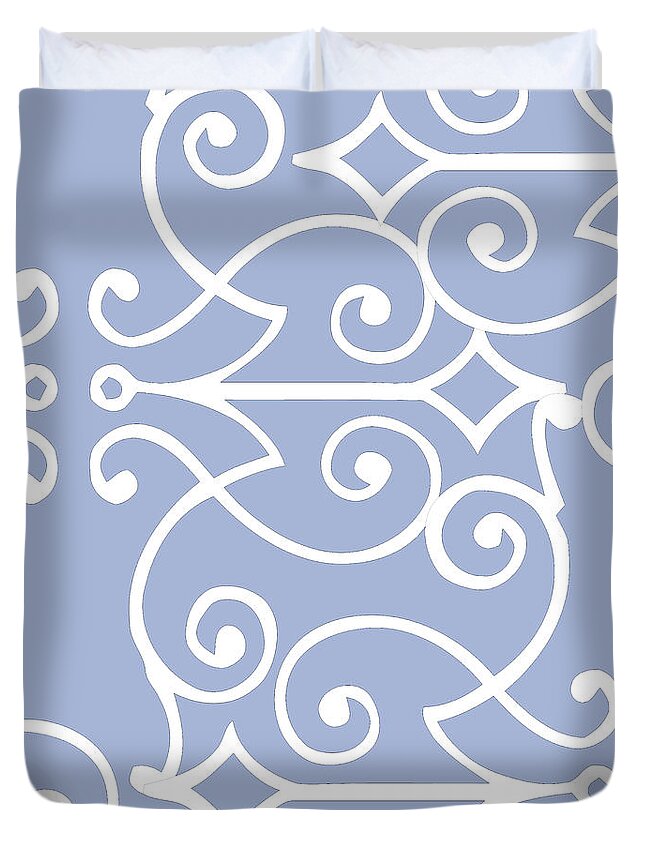 Blue Duvet Cover featuring the painting Kasbah Blue Arabesque by Mindy Sommers