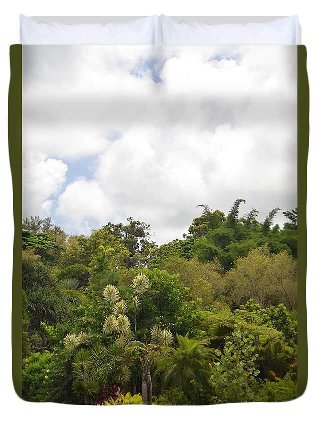 Kauai Duvet Cover featuring the photograph Kauai Hindu Monastery Greenery by Amy Fose