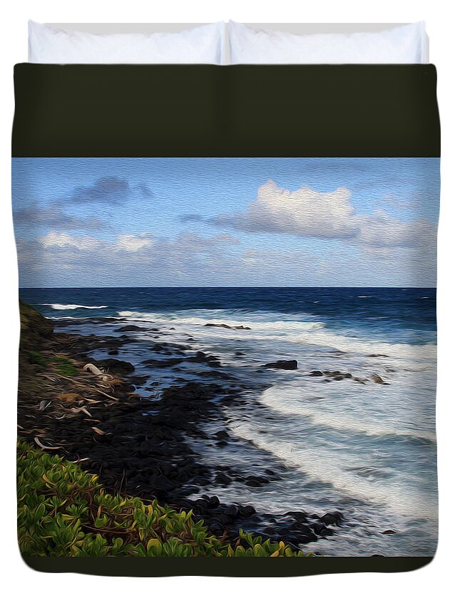 Bonnie Follett Duvet Cover featuring the photograph Kauai Shore 1 by Bonnie Follett