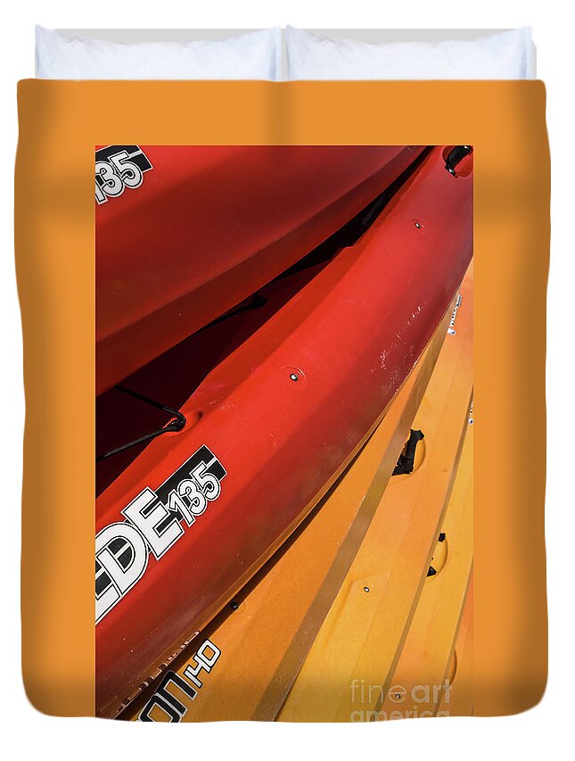 Kayaks Duvet Cover featuring the photograph Kayaks by John Greco