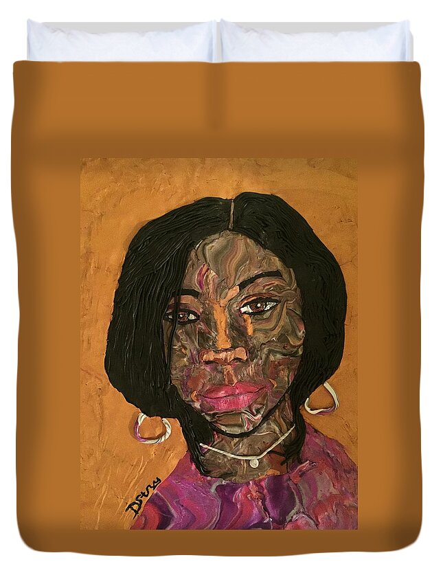African American Duvet Cover featuring the mixed media Kenya by Deborah Stanley