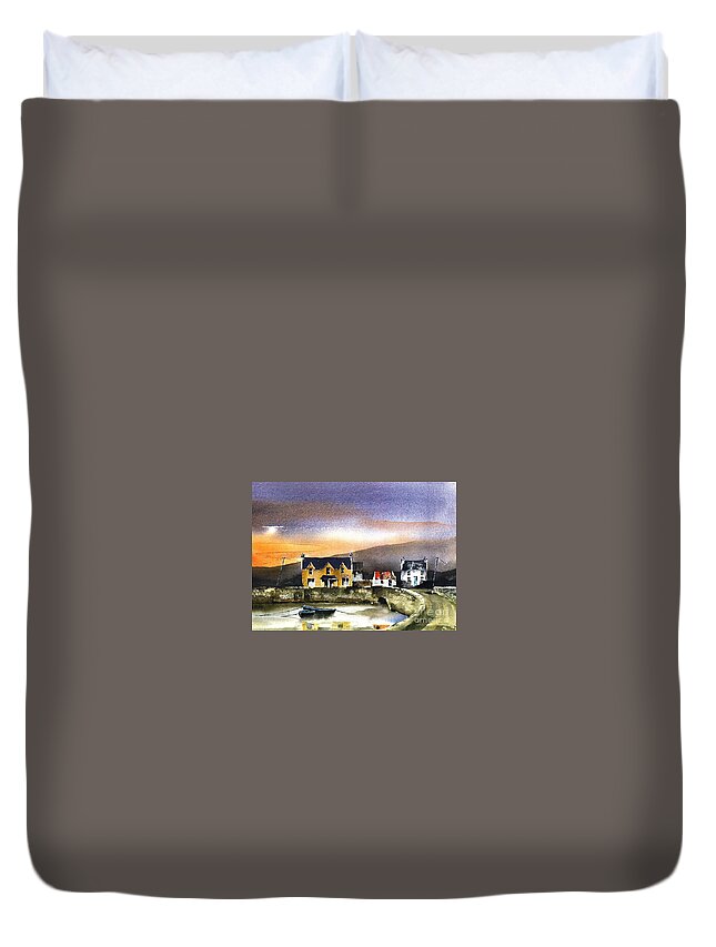  Duvet Cover featuring the painting KERRY... Beara. Killmakilloge harbour by Val Byrne