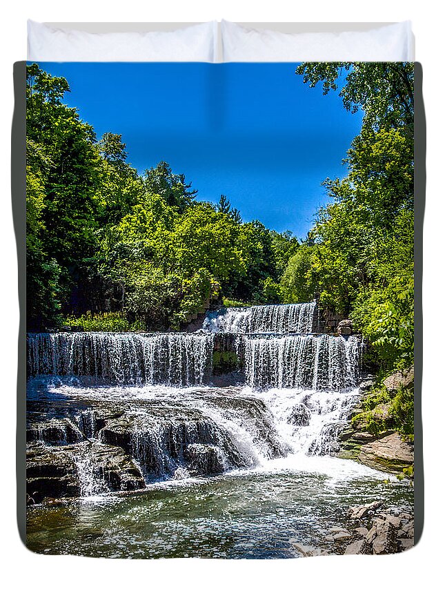 Keuka Duvet Cover featuring the photograph Keuka Outlet Waterfall by William Norton