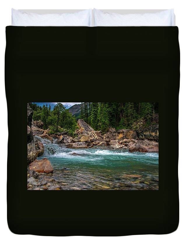 British Columbia Duvet Cover featuring the photograph Kicking Horse and Yoho River meet. by Patrick Boening