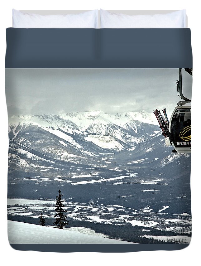Kicking Horse Duvet Cover featuring the photograph Kicking Horse Gondola by Adam Jewell