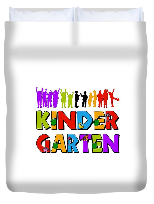 Kids Duvet Cover featuring the photograph Kids Kindergarten by Florene Welebny