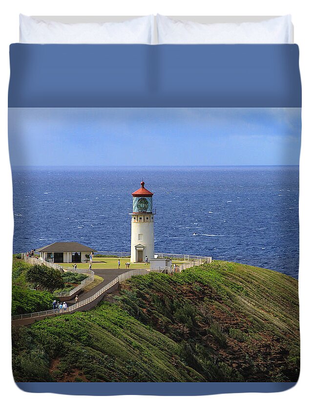 Kilauea Point Lighthouse Duvet Cover featuring the photograph Kilauea Point Lighthouse by Bonnie Follett