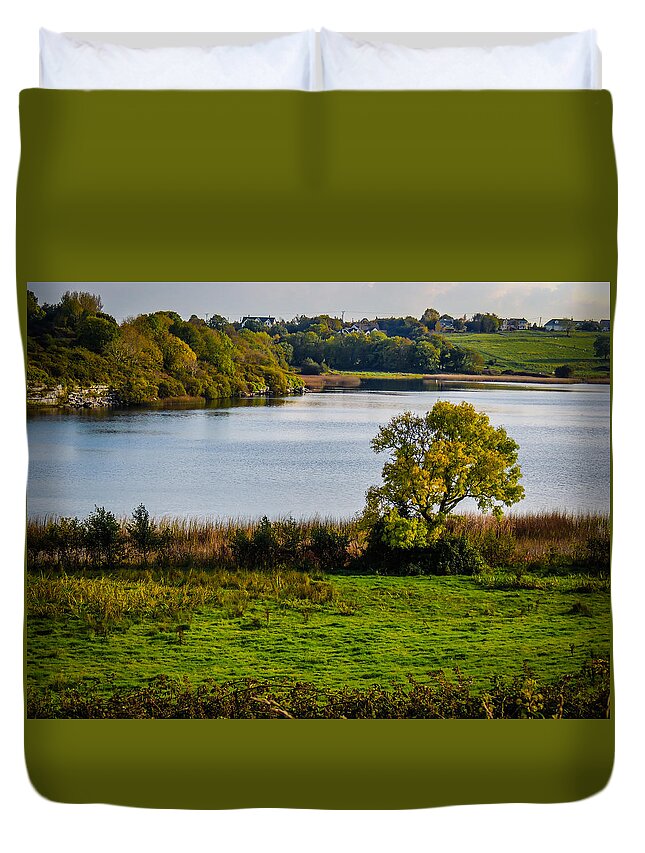 Autumn Duvet Cover featuring the photograph Killone Lake in County Clare, Ireland by James Truett