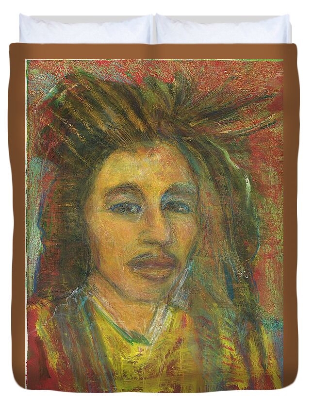 Rasta Duvet Cover featuring the painting KING GONG As A Young Man by Kippax Williams