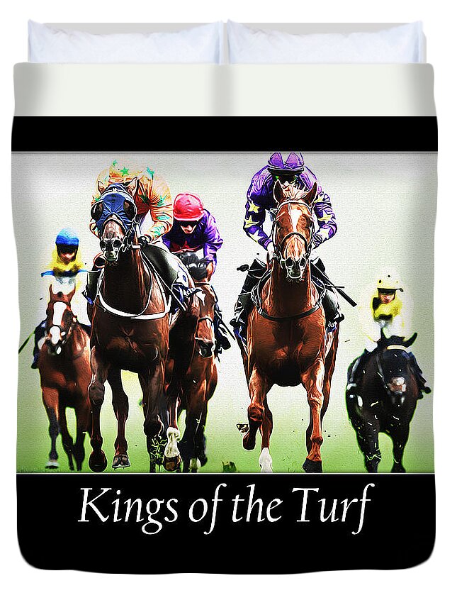 Action Duvet Cover featuring the digital art Kings of the Turf by Janice OConnor