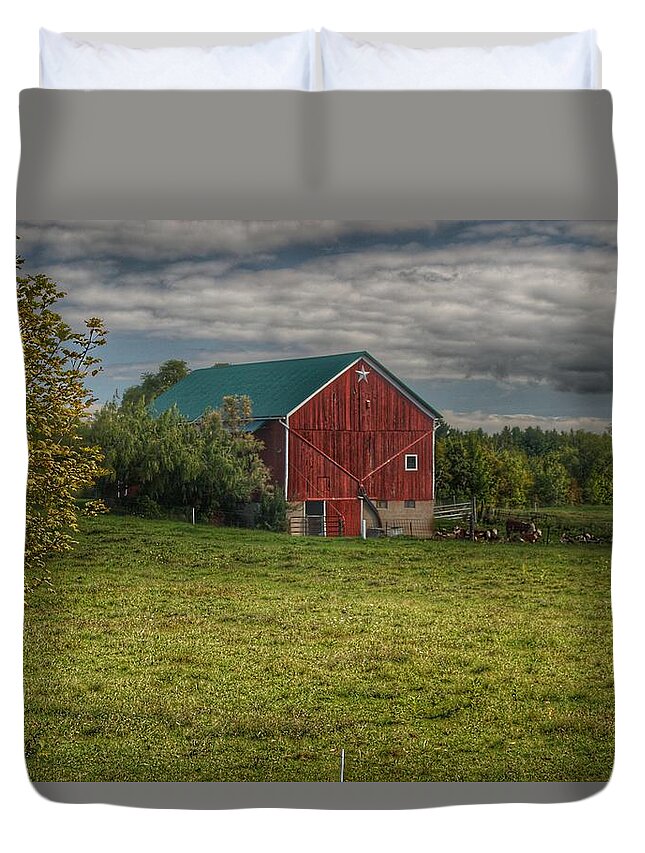 Barn Duvet Cover featuring the photograph 0039 - Kingston's Plain Road Cow Barn I by Sheryl L Sutter