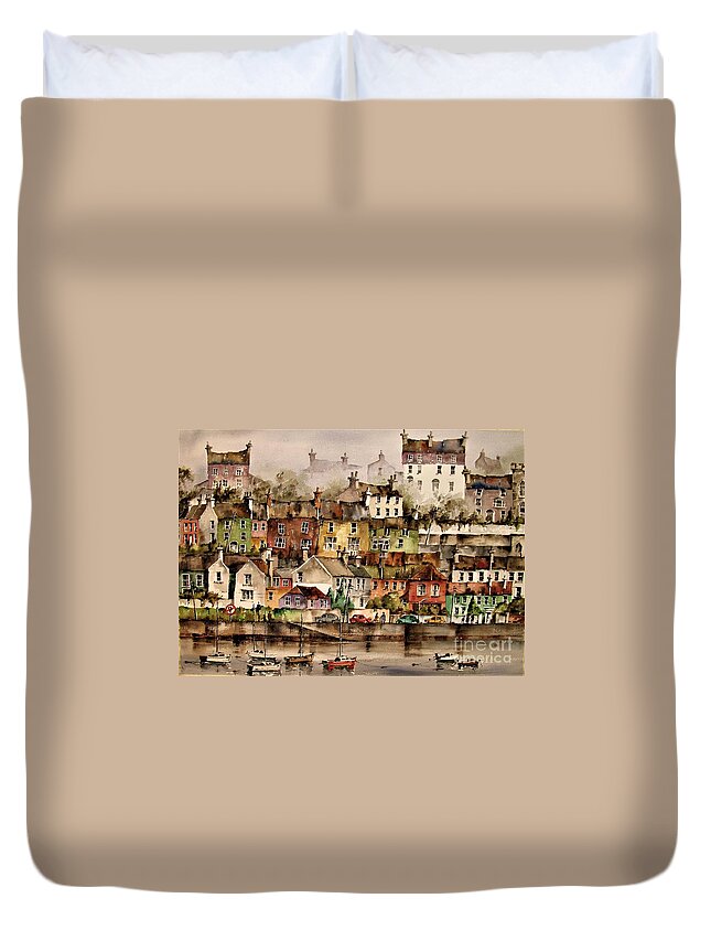 Val Byrne Duvet Cover featuring the painting F 906 Kinsale Harbour. Cork by Val Byrne