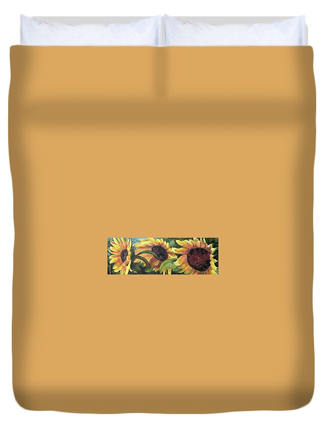 Sunflower Duvet Cover featuring the painting Kinship by Trina Teele
