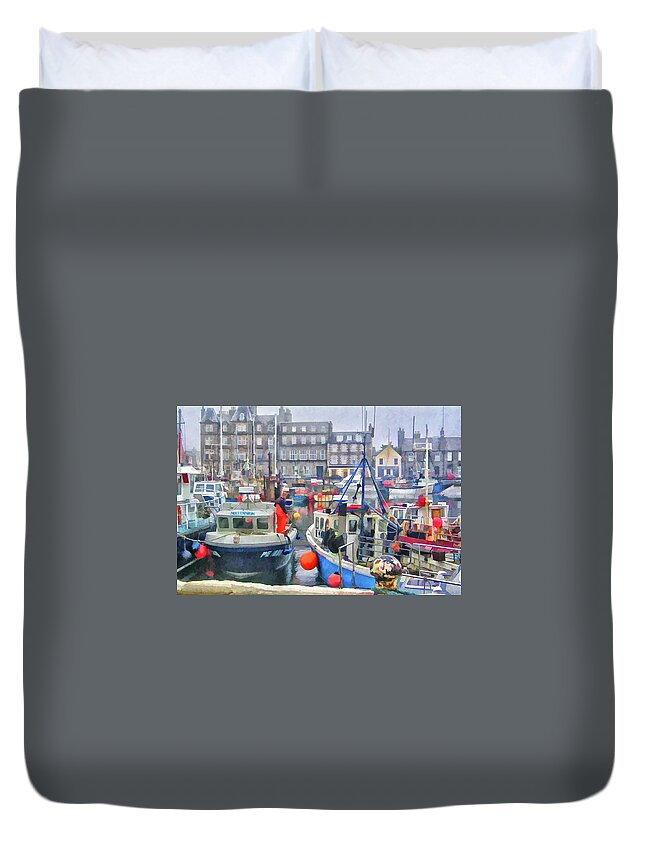 Kirkwall Duvet Cover featuring the photograph Kirkwall Harbour by Monroe Payne