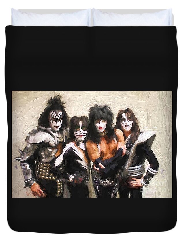 Kiss Duvet Cover featuring the digital art Kiss Band by Steven Parker
