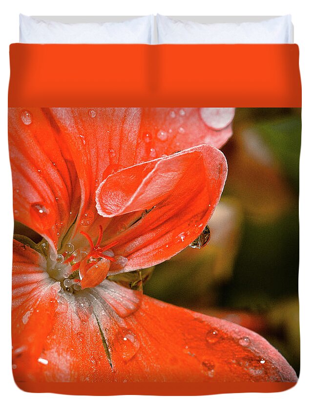 Flower Duvet Cover featuring the photograph Kissed By The Rain by Christopher Holmes