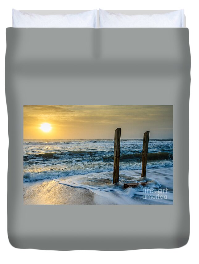 Coastal Duvet Cover featuring the photograph Kissed by the Sea Coastal Landscape Photgraph by PIPA Fine Art - Simply Solid