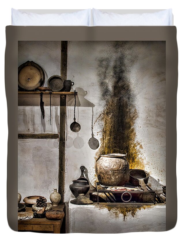 Old Kitchen Duvet Cover featuring the photograph Kitchen of the Past by Heather Applegate