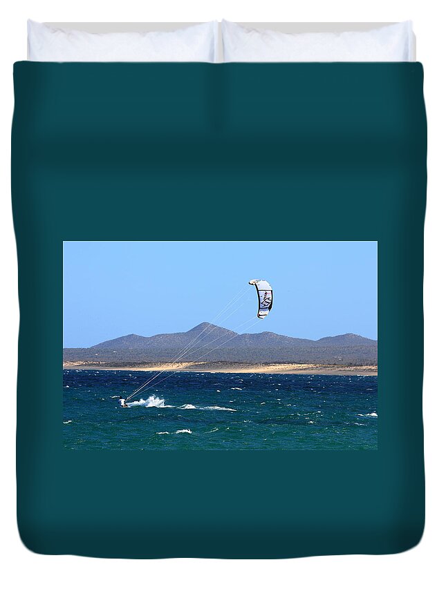 Sports Duvet Cover featuring the photograph Kiteboarding by Robert McKinstry