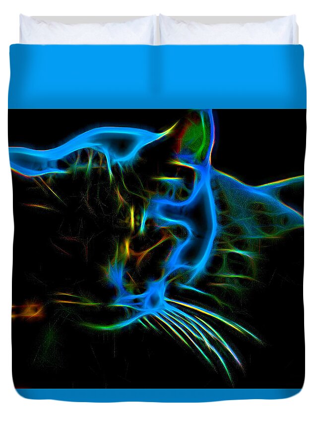 Cat Duvet Cover featuring the photograph Kitten Blue by Scott Carlton