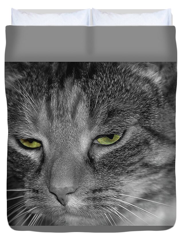 Feline Duvet Cover featuring the photograph Kitty 1 by Cathy Kovarik