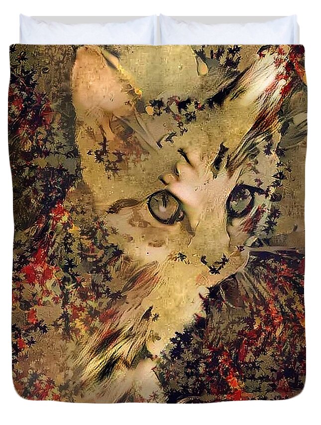Tapestry Duvet Cover featuring the digital art Kitty by Bruce Rolff