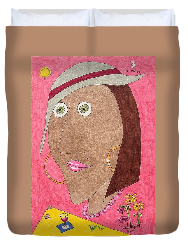  Duvet Cover featuring the painting Kiwi Eyes by Lew Hagood